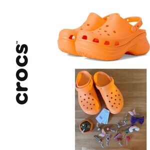 NWT Crocs Classic Bae Clogs in Orangesicle with 16 Jibbitz